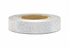 Washi tape - dekorativni lepilni trak - srebrn z bleščicami, širina: 1 cm, dolžina: 10 m, 1 kos