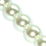 steklene perle, okrogle 6 mm, bele, 1 niz - 80 cm