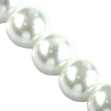 steklene perle, okrogle 8 mm, bele, 1 niz-80 cm