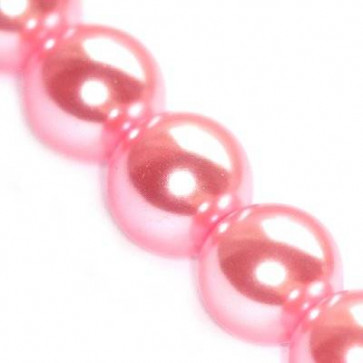 steklene perle, okrogle 6 mm, roza, 1 niz - 80 cm