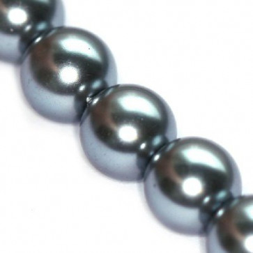 steklene perle, okrogle 10 mm, sive, 1 niz - 80 cm
