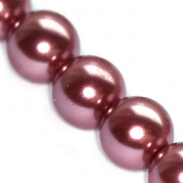 steklene perle, okrogle 10 mm, roza-rdeče, 1 niz - 80 cm