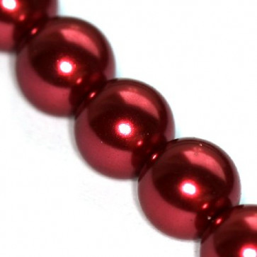 steklene perle, okrogle 8 mm, temno rdeče, 1 niz - 80 cm