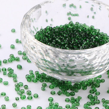 steklene perle, 2 mm, velikost luknje 1 mm, zelene b., 20 g