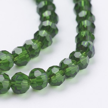Steklene perle, nepravilno okrogle 4 mm, velikost luknje 1 mm, green b., 1 niz - cca 92 kos