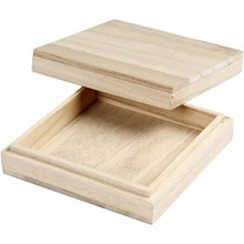 lesena škatla 10x10x3 cm, naravna b., 1 kos