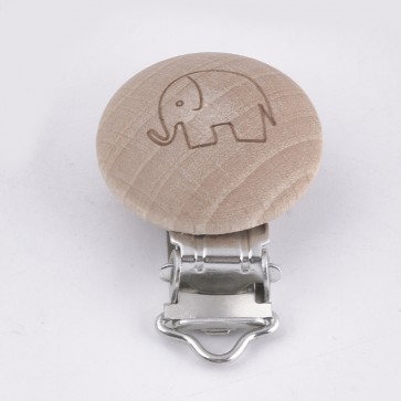 osnova za obesek - za dudo, les, motiv slon, velikost 45x30x18 mm, 1 kos