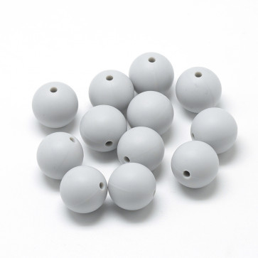 silikonske perle, 18~20 mm, "LightGrey" b., velikost luknje: 2 mm, 1 kos