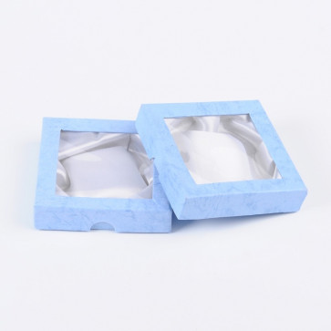 darilna embalaža za zapestnice, 9x9x2 cm, kvadratna, sv. modre b., 1 kos