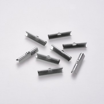 zaključni element za trak/vrvico, nerjaveče jeklo, 25x7 mm, velikost luknje 1.5x2 mm, platinaste b. 1 kos