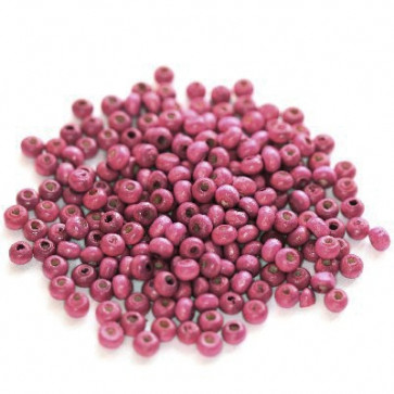 lesene perle, okrogle 3x4 mm, roza, 50 gr