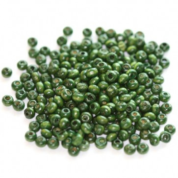 lesene perle, okrogle 3x4 mm, t. zelene, 50 gr