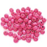 lesene perle, okrogle 5x6 mm, roza, 50 gr