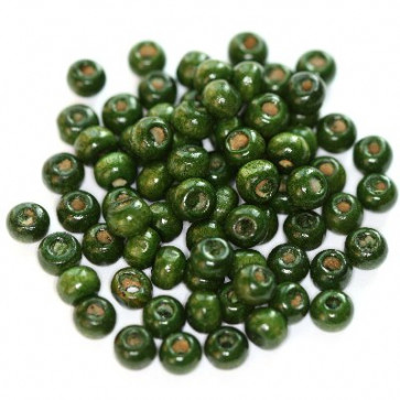 lesene perle, okrogle 5x6 mm, t. zelene, 50 gr