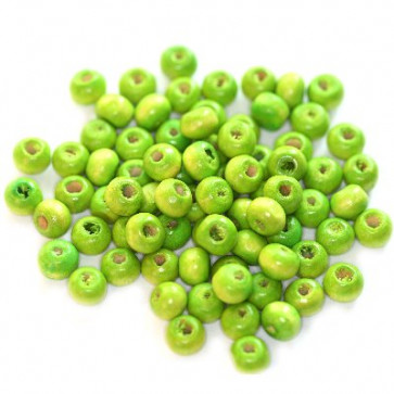 lesene perle, okrogle 5x6 mm, sv. zelene, 50 gr