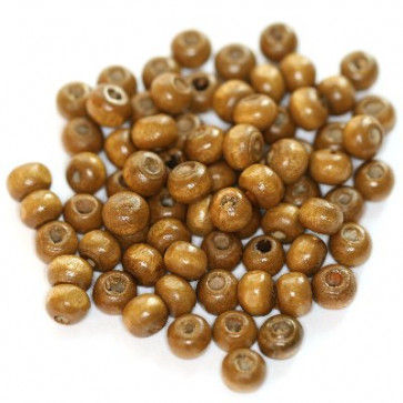 lesene perle, okrogle 5x6 mm, sv. rjave, 50 gr