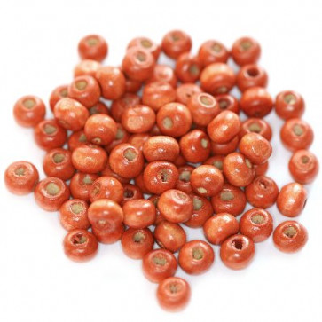 lesene perle, okrogle 5x6 mm, sv. rdeče, 50 gr