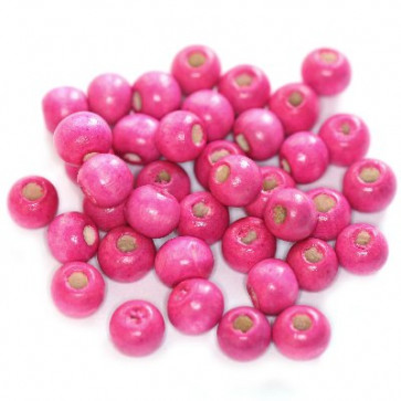 lesene perle, okrogle 7x8 mm, roza, 50 gr