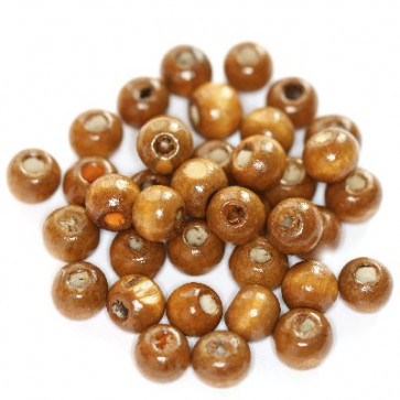 lesene perle, okrogle 7x8 mm, svetlo rjave, 50 gr