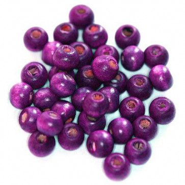 lesene perle, okrogle 7x8 mm, vijola, 50 gr