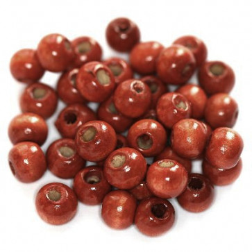lesene perle, okrogle 7x8 mm, opečnato rdeče, 50 gr