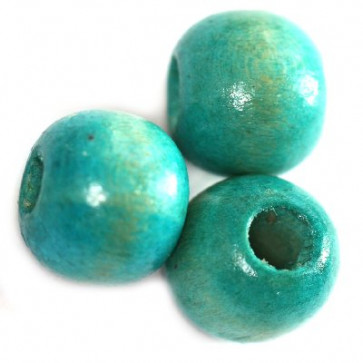 lesene perle, okrogle 9x10 mm, turkizne, 50 gr