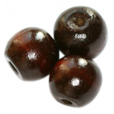 lesene perle, okrogle 9x10 mm, rjave, 50 gr
