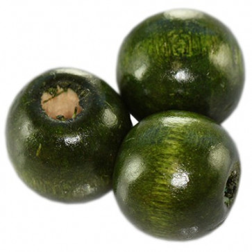 lesene perle, okrogle 11x12 mm, t. zelene, 50 gr