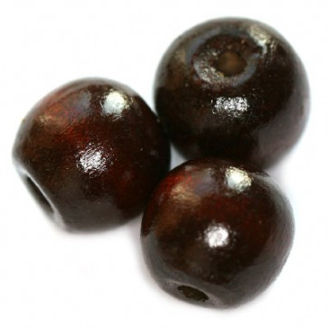 lesene perle, okrogle 15x16 mm, t.rjave, 50 gr