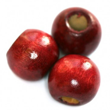 lesene perle, okrogle 11x12 mm, rdeče, 50 gr