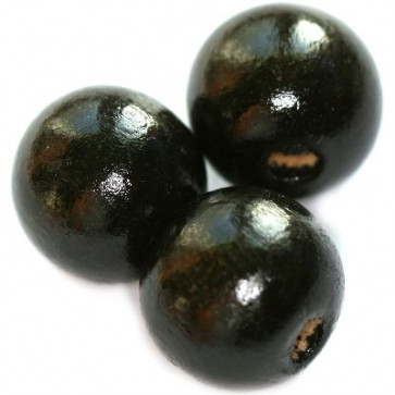 lesene perle, okrogle 13x14 mm, črne, 50 gr