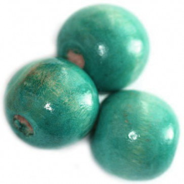 lesene perle, okrogle 13x14 mm, turkizne, 50 gr