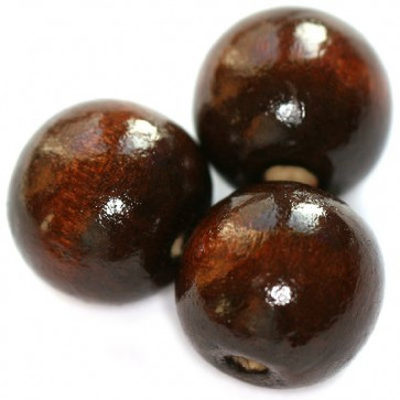 lesene perle, okrogle 13x14 mm, t. rjave, 50 gr