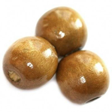 lesene perle, okrogle 13x14 mm, sv. rjave, 50 gr