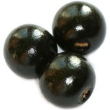 lesene perle, okrogle 15x16 mm, črne, 50 gr