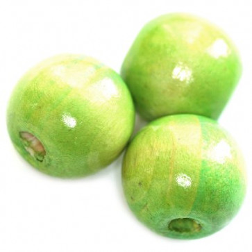 lesene perle, okrogle 15x16 mm, sv.zelene, 50 gr