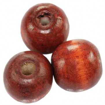 lesene perle, okrogle 15x16 mm, opečnato rdeče, 50 gr