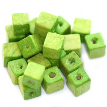 lesene perle, kocke 8 mm, sv. zelene, 50 gr