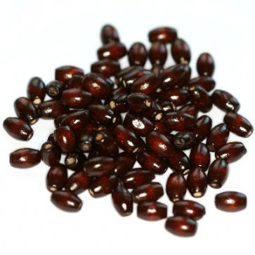 lesene perle, ovalne 8x4 mm, t. rjave, 50 gr