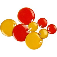 medeninaste perle okrogle - ploščate, 20 mm, oranžne, 1 kos