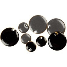medeninaste perle okrogle - ploščate, 11 mm, črne, 1 kos