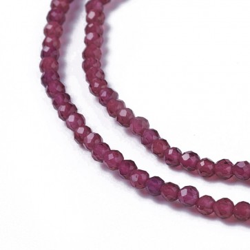 Steklene perle, nepravilno okrogle 3 mm, velikost luknje 0,3 mm, rdeče b., 1 niz - cca 120 kos