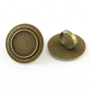 osnova za prstan za kapljico 25 mm, premer nastavljivega obročka: 17.5 mm, antik, brez niklja, 1 kos