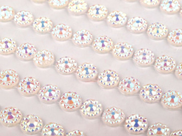 samolepilne perle - polovične, 4 mm, crystal AB, 14 kos