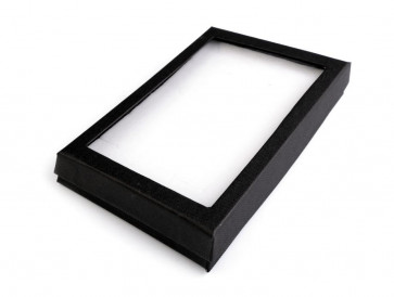 škatla za nakit 12x16x3 cm, črna, z okencem, 1 kos