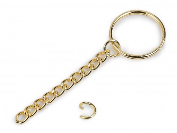 osnova za obesek (za ključe) 25x2.4 mm, dolžina verige: 7 cm, zlate b., 1 kos