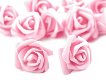 dekorativna roža, penasta, 2,8x4 cm, sv. roza b., 1 kos