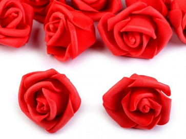 dekorativna roža, penasta, 2,8x4 cm, rdeča b., 1 kos