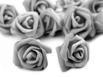 dekorativna roža, penasta, 2,8x4 cm, svetlo siva b., 1 kos