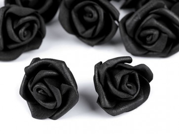dekorativna roža, penasta, 2,8x4 cm, črna b., 1 kos